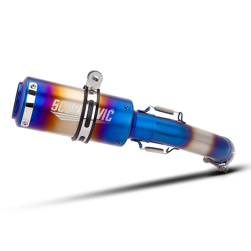 For KTM Adventure 250 390 2020-2024 Duke 390 250 390ADV Motorcycle Exhaust 51MM Mid Link Pipe Escape Slip-On With Blue Muffler