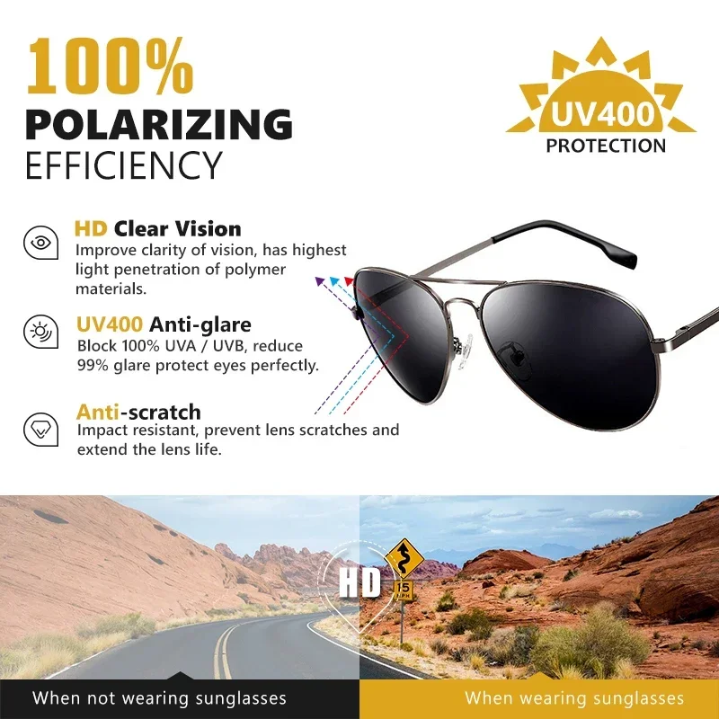 Polarized Sunglasses Men Colored Reflective Sun Glasses for Male Driving Eyewear Black Unisex Pilot Uv400 Gafas De Sol Hombre