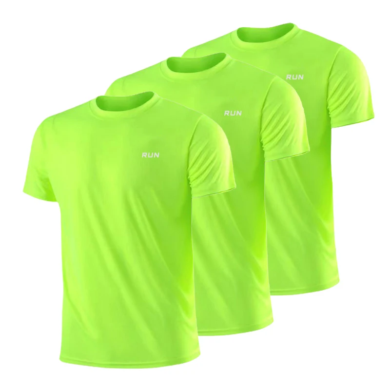 T-Shirt à Manches Courtes et Col Rond à vaccage Rapide, Vêtement de dehors pour Gym, Course à Pied, Exercice d'Entraînement, 3 Pièces par Paquet