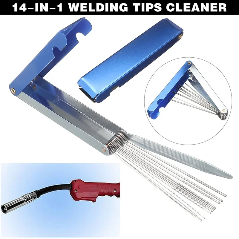 

14 in 1 Welding Tip Cleaner Cutting Torch Nozzle Needles Kit Stainless Steel Reamers Soldering For Cleaning Gas Orifices