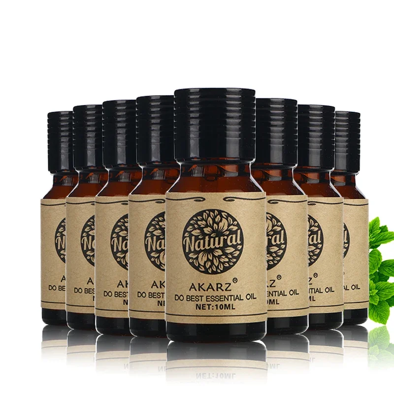 

AKARZ Essential Oil Set - 8 Bottles of Rose, Lotus, Castor, Tea Tree, Lemon, Frankincense, Spearmint and Verbena Oils - Spa Bath