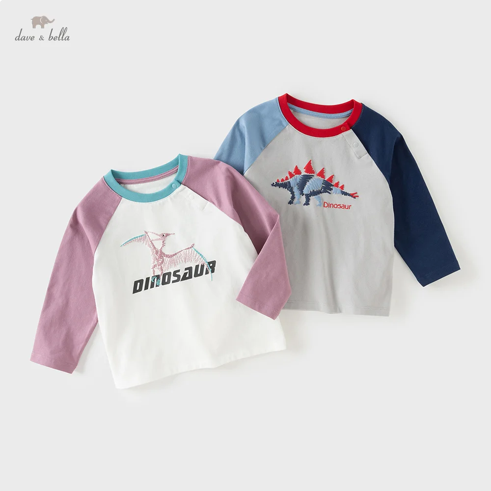 

Dave Bella, детская модная футболка, осенне-весенний пуловер с мультяшным принтом для мальчиков, дышащий детский топ из чистого хлопка, DB1260771