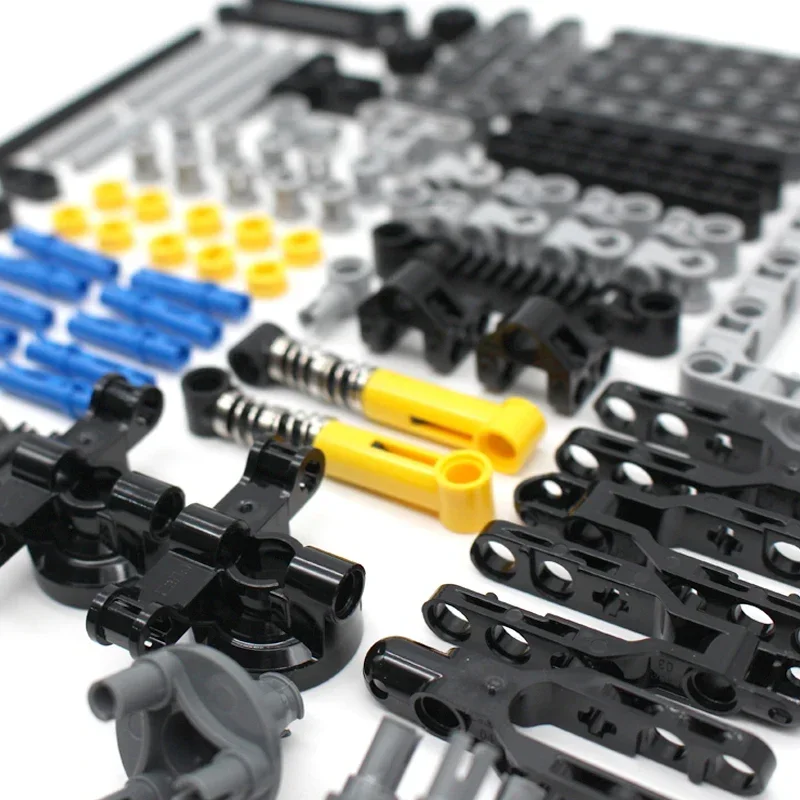 เทคโนโลยีระบบกันสะเทือน Perforated Building Blocks Hole ARM Beam PIN ผสมเกียร์นิวเมติกชุด MOC DIY อิฐประกอบชิ้นส่วนของเล่น