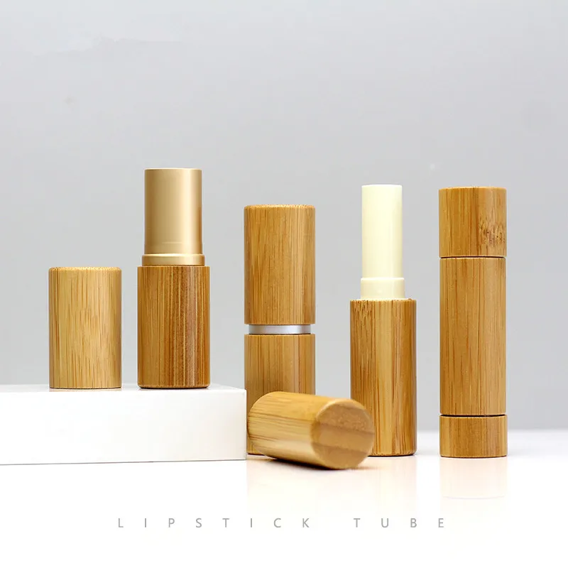 

70/100pcs Natural Healthy Bamboo Lipstick Tube Empty Lip Balm Container Makeup Tools Cosmetic Packing Customized LOGO