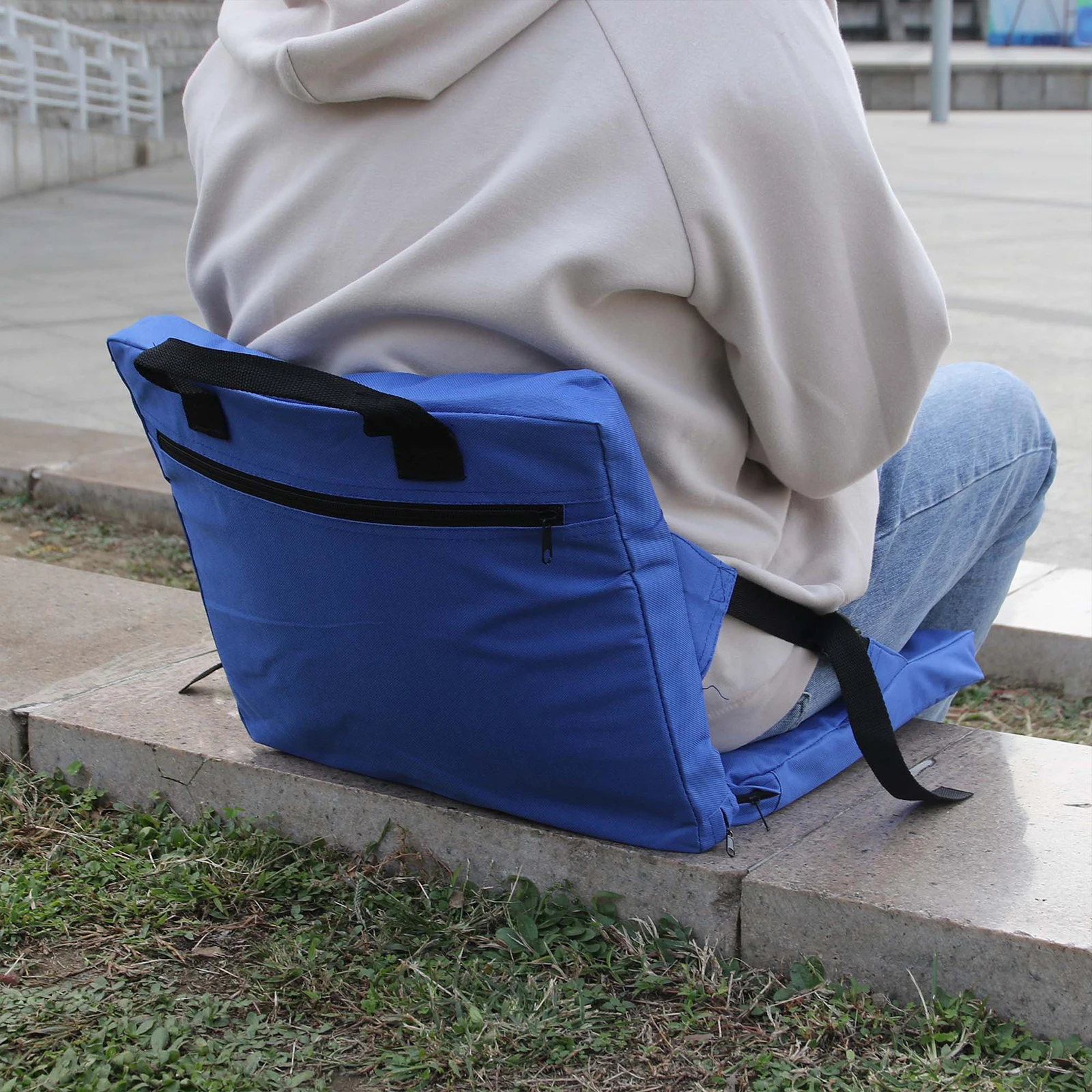 1Pcs Portable Outdoor Seat Cushion Padded With Backrest Sponge Adjustable Folding Chair Cushion For Camping Hiking Fishing Beach