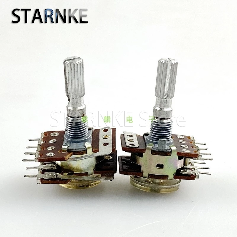 2PCS 16-type 8-pin Double A50K With Equal Sound tap, step-by-step Audio Amplifier Volume potentiometer, Shaft Length 25MM