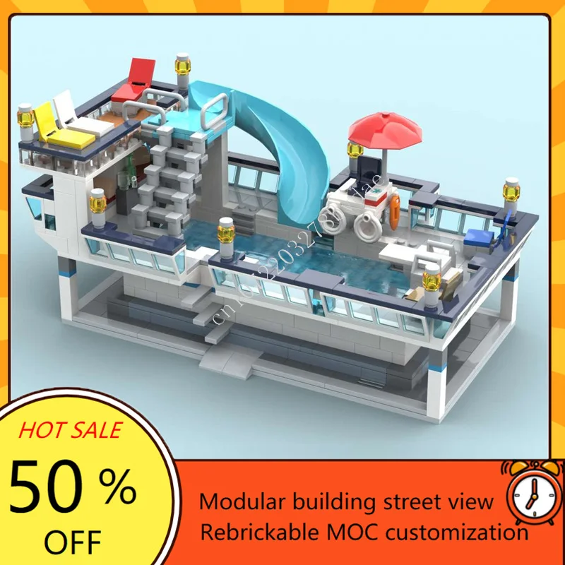 915 Stück Hafen Ziegel Pool Deck modulare Moc kreative Straßen ansicht Modell Bausteine Architektur DIY Bildung Modell Spielzeug Geschenke