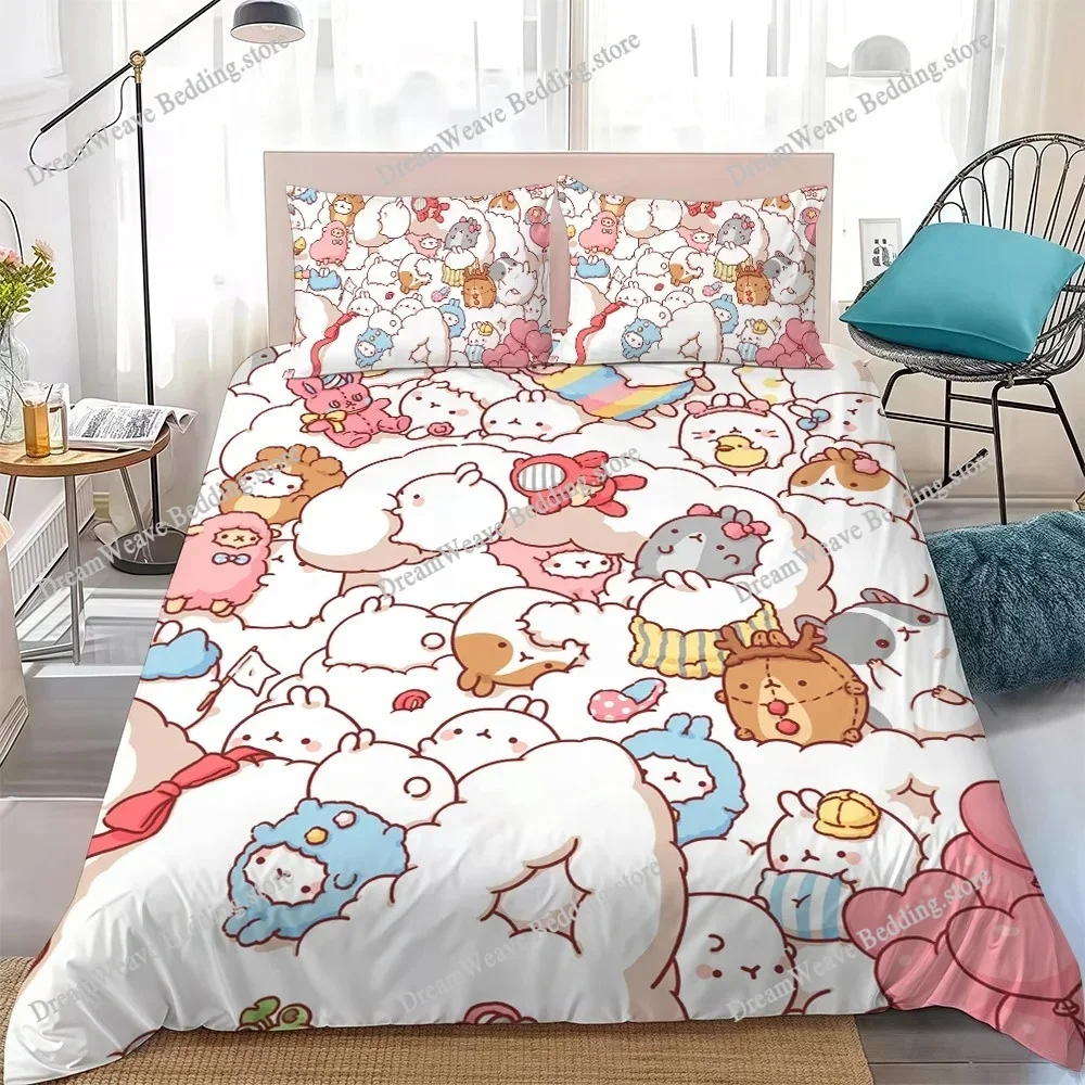 Cute Cartoon M-Molangs Duvet Cover Set Home Style Bedding Soft Laundry Cotton Bed Student Dormitory GiftFQH