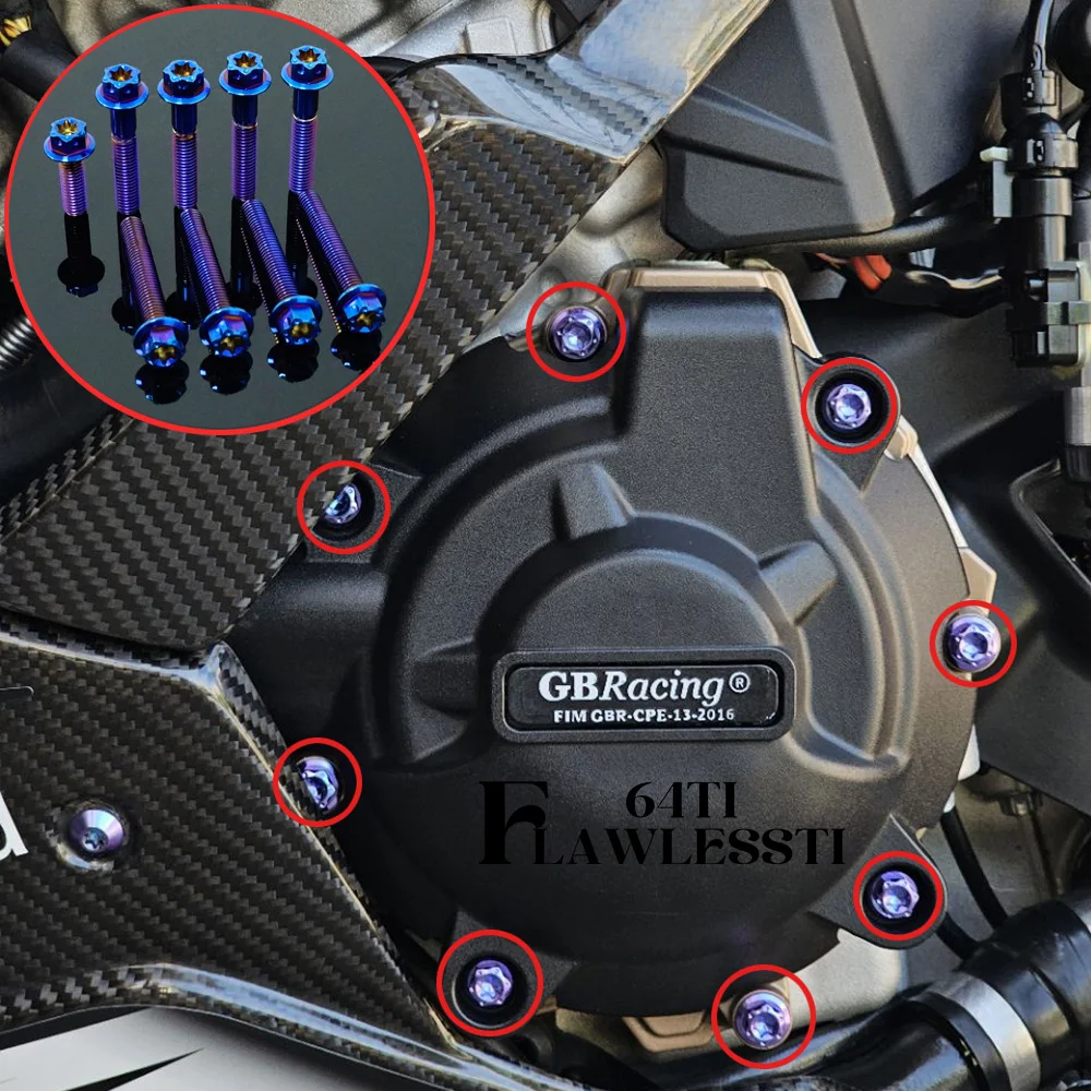 FLAWLESSTI Gr5 التيتانيوم الترباس قابض مغناطيسي Themostat Pluse غطاء مضخة المياه الترباس ل S1000RR GBRacing #5