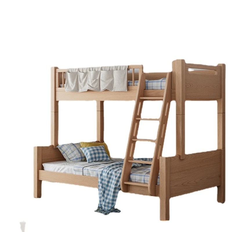 

Hxl Children's Upper and Lower Bunk Bunk Bed Teenagers Solid Wood Bed Beech Bunk Bed Height-Adjustable Bed