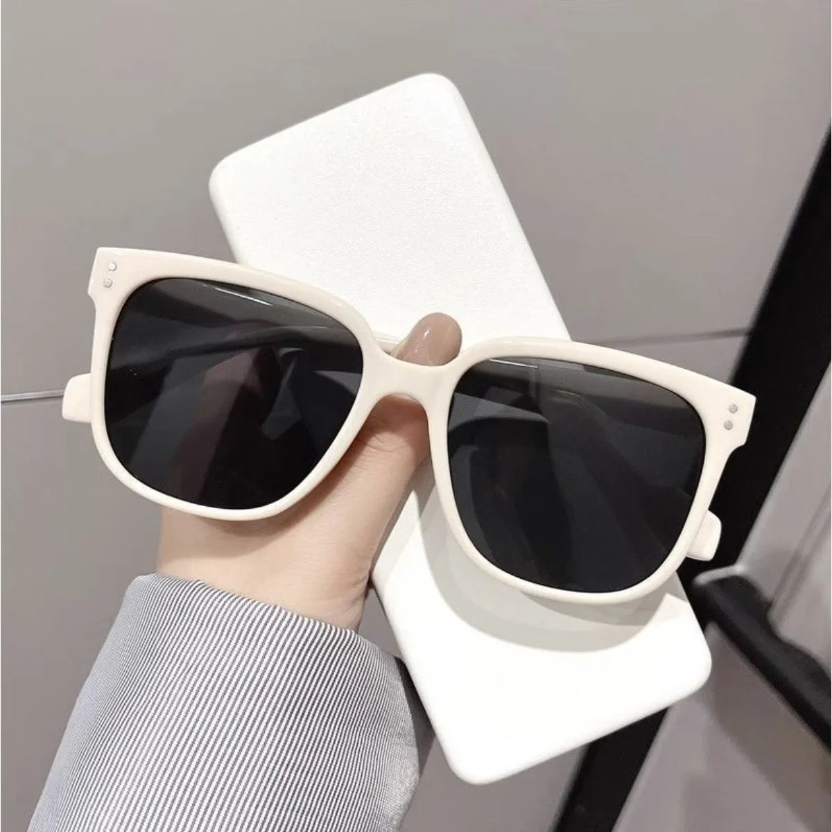White Square Sunglasses UV Protection Fashion Trendy Shades for Women Men