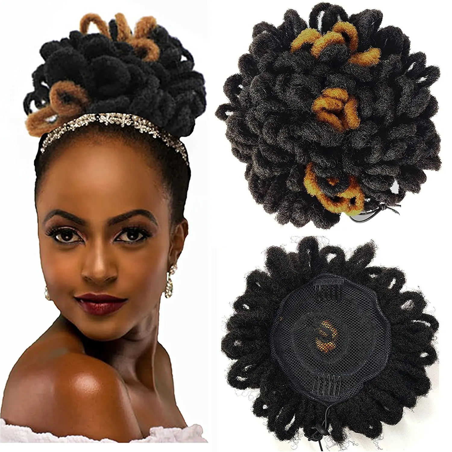 Hairpiece włosy afro puff kręcone dredy chignon bun dla czarnych kobiet updo włosy sznurkiem kucyk rozszerzenia