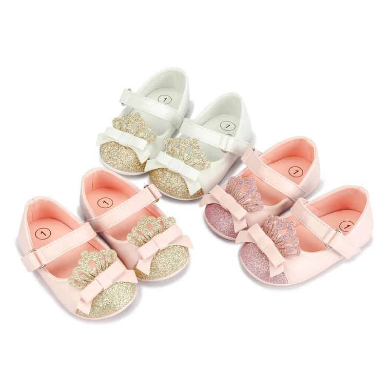 Spring Autumn Baby Girls Flats Princess Shoes Bowknot PU Leather Prewalkers Non-Slip Soft Sole Infant First Walkers For 0-18M