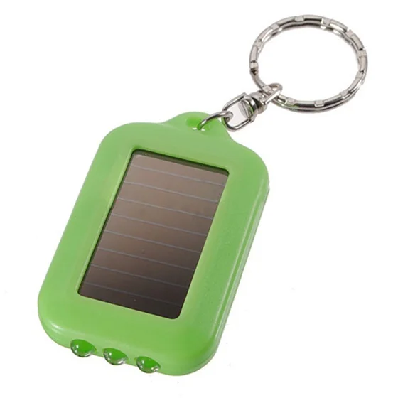 

10X Mini Solar Power Rechargeable 3LED Flashlight Keychain Light Torch Ring New - green