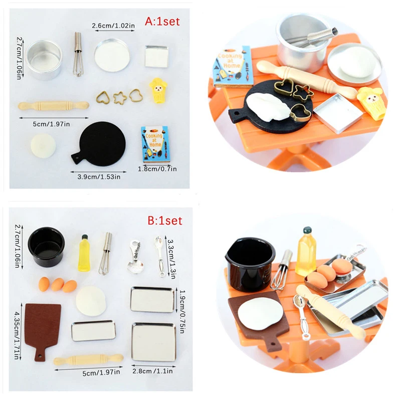 

[JN] 1 Set Dollhouse Miniature Kitchen Cooking Baking Model DIY Furniture Accessory