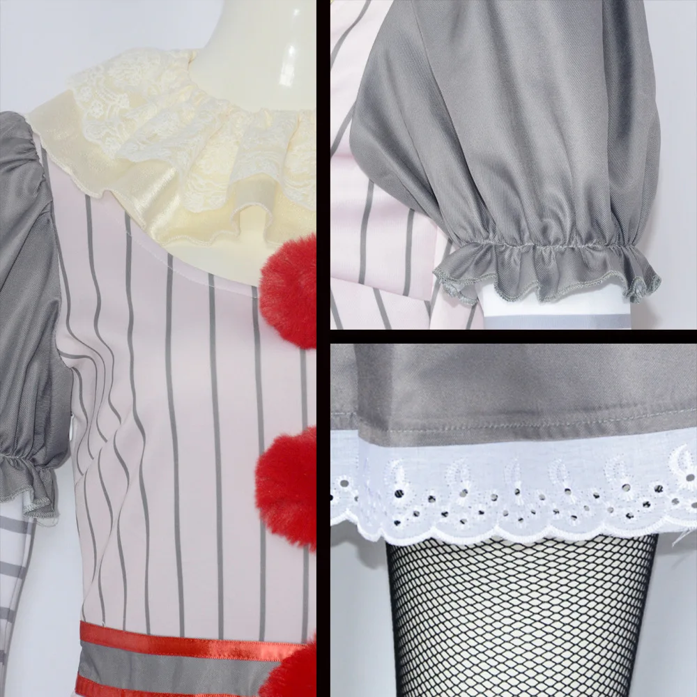 فيلم المهرج Pennywise تأثيري حلي Genderswap هالوين الرعب لوليتا فستان المرأة الخيال فستان كرنفال حفلة مجموعة كاملة #4