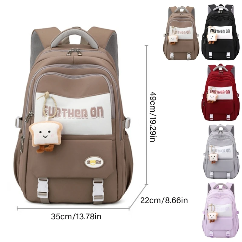 Stilvoller Nylon-Tagesrucksack für Teenager-Mädchen mit Laptopfach, praktischer Schulranzen, großer Rucksack, Reiserucksack