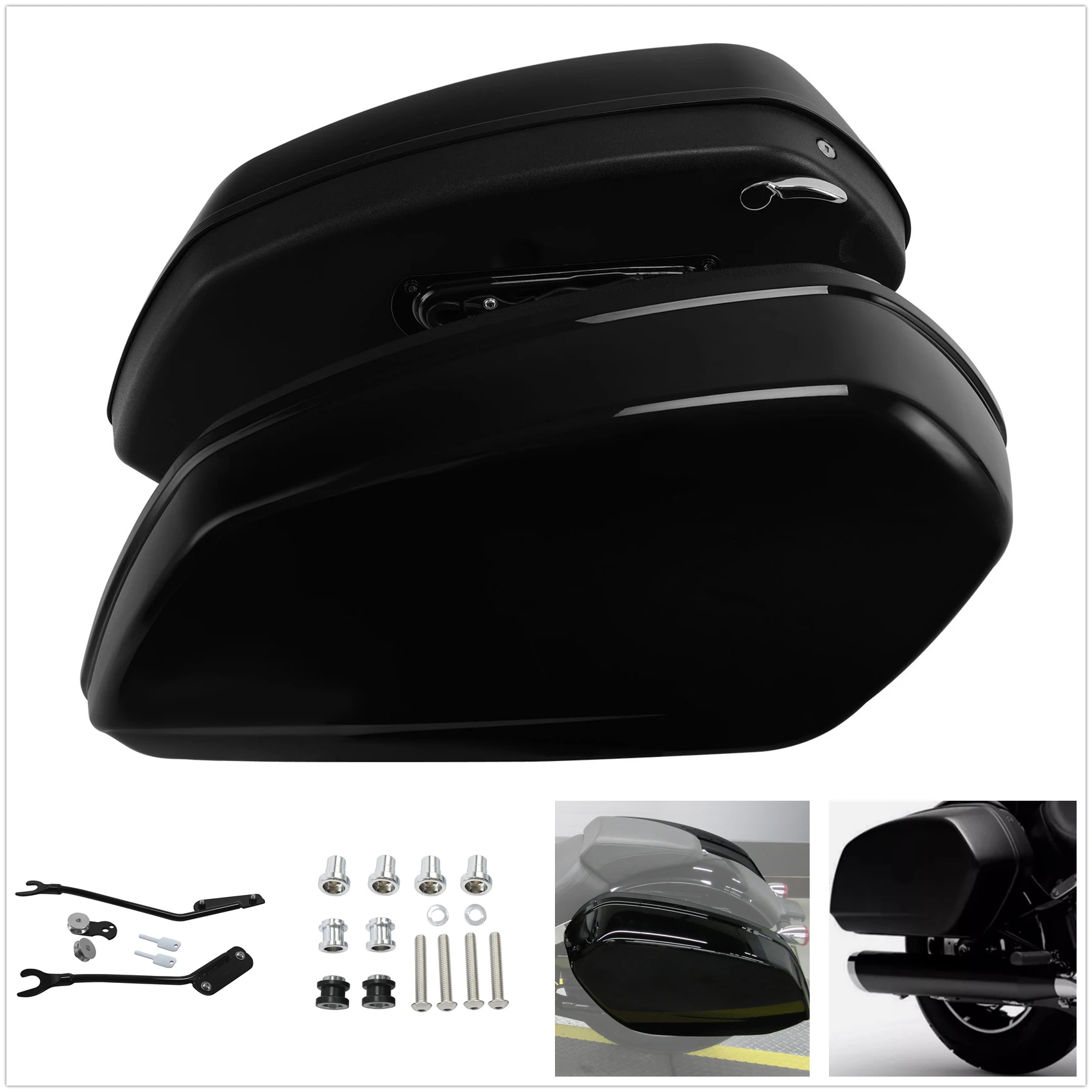 Gloss Black Saddlebags+Docking Kit Fit For Harley Sport Glide 2018-2024 2023 2022 2021 2020 2019 Motorcycle Accessories