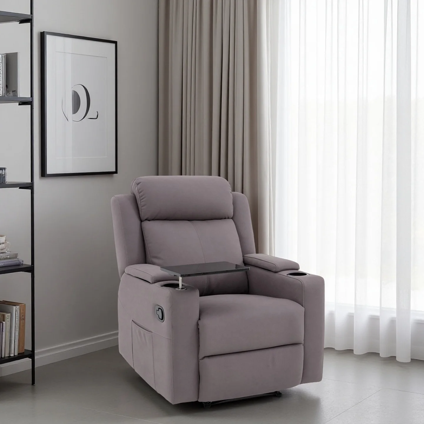 

Ergonomic Modern Fabric Cinema Chair for Home Theater Quiet Power Lift Motor with Cup Holder Fabric Sofa on Metal Frame