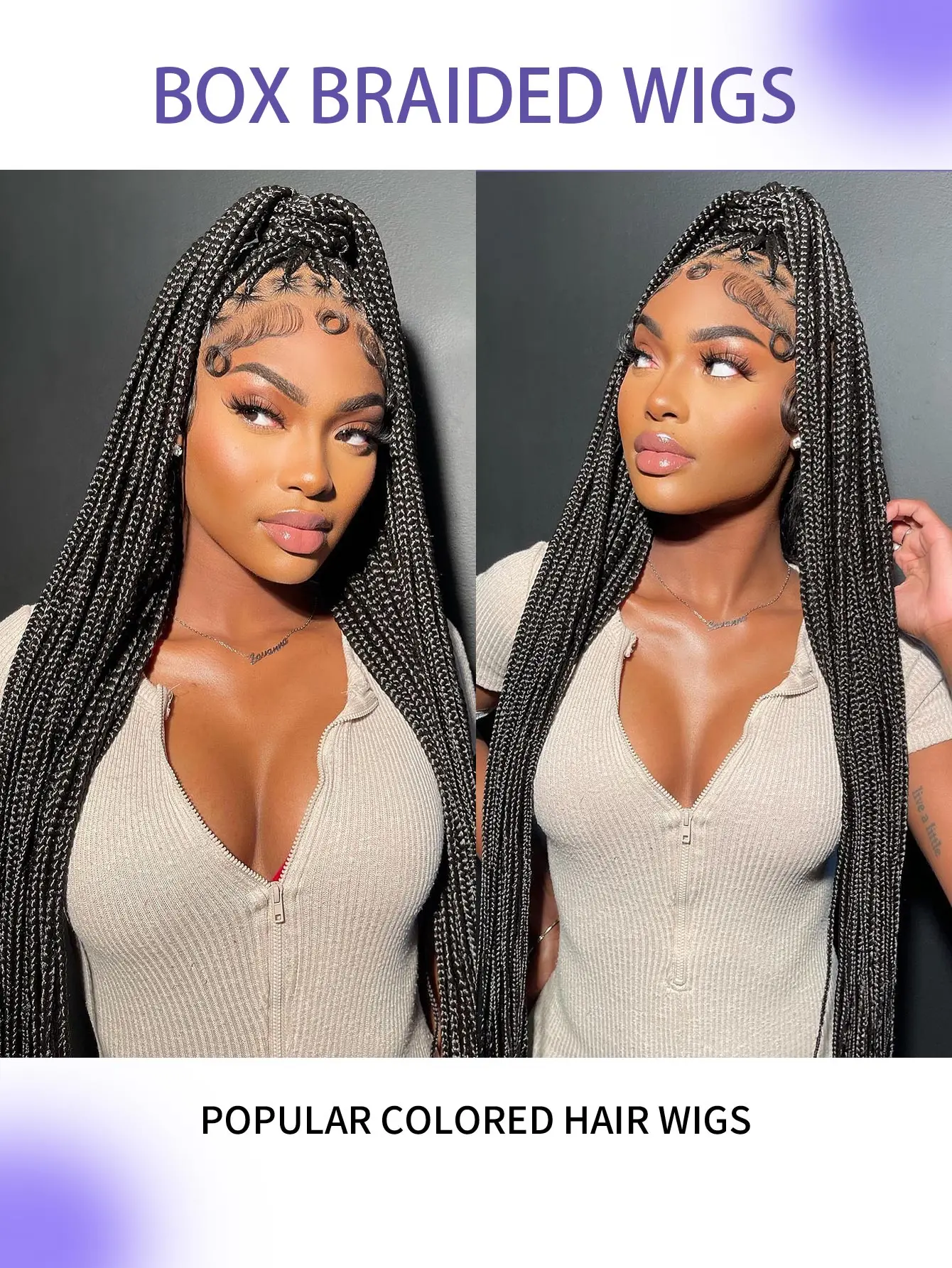Full Lace Wig Small Box Braided Wig Synthetic Goddess Cornrow Braids Lace Front Wigs For Black Women Knotless Braids Wig 36Inch