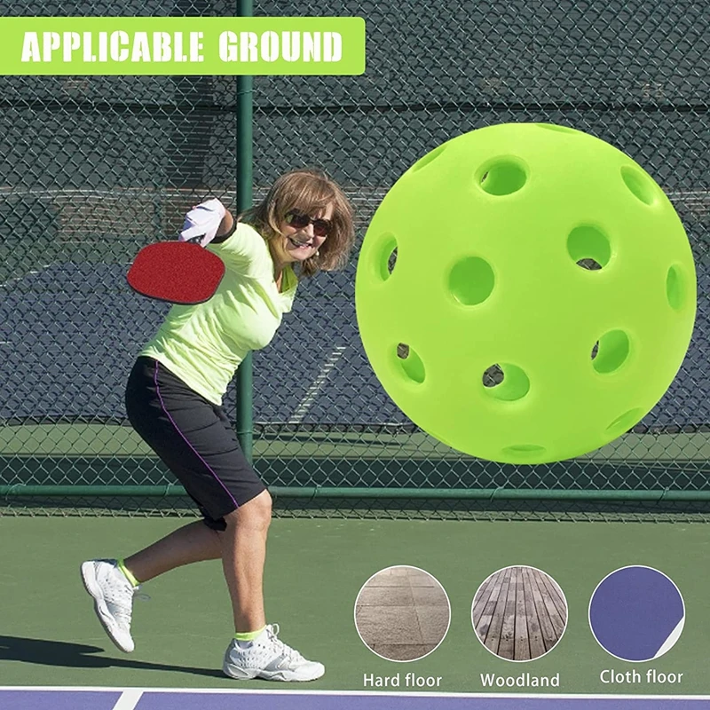 Outdoor Pickleball Balls, 40 Holes for Pickleball Sport, High-Vis Optic Pickleballs, USAPA Standard Training Picklball