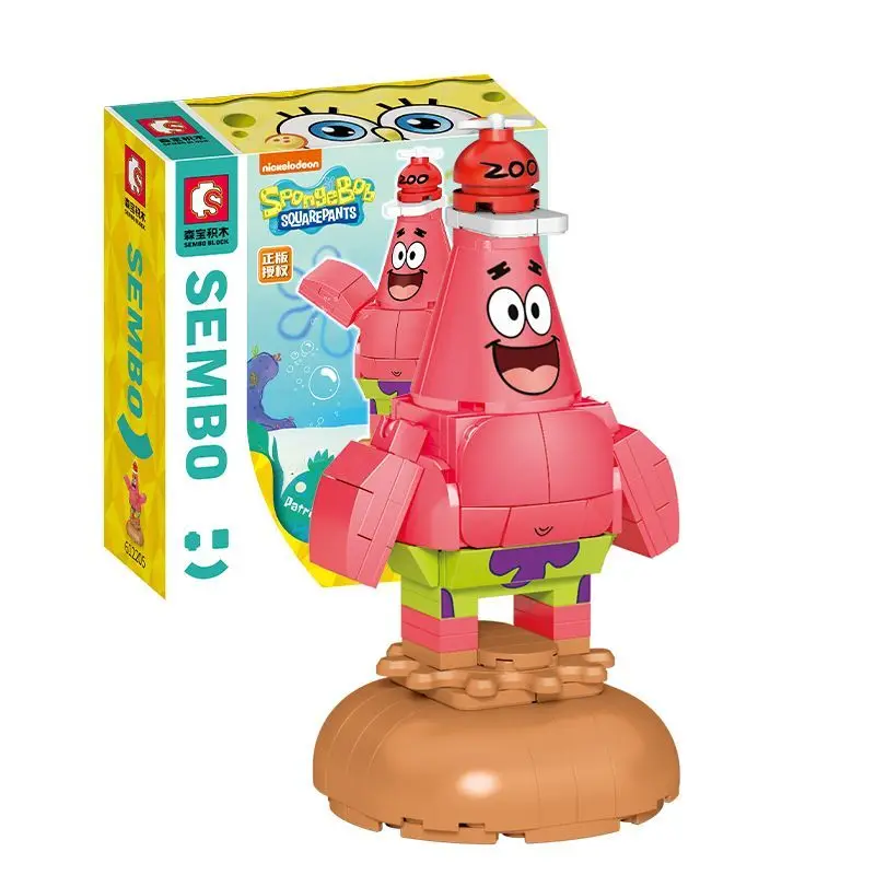SEMBO BLOK Spongebob Squarepant Familieportret Kleine korrel Kawaii Puzzel Assemblage Bouwstenen Kinderen Verjaardagscadeau Speelgoed
