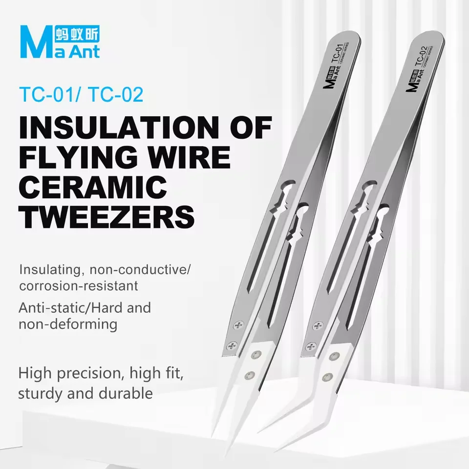 New MAANT TC-01 TC-02 High Precision Insulation Ceramic Tweezers Non-conductive Corrosion-resistant Anti-static