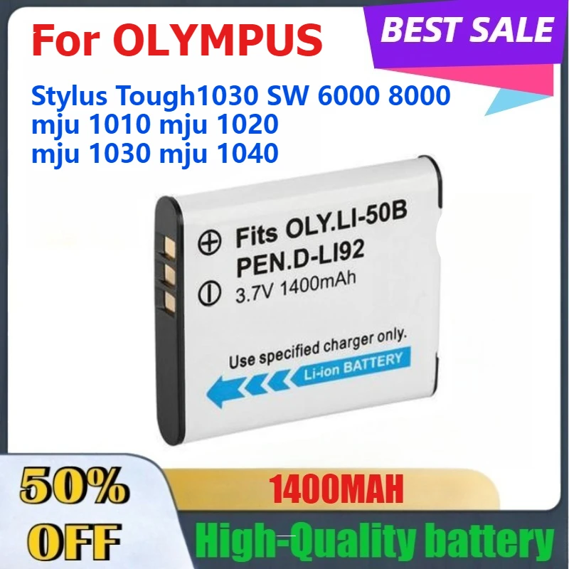 Li-50B 1400mAh High-Performance for OLYMPUS Stylus Tough 1030 SW 6000 8000 Mju 1010 Mju 1020 Mju1030 Mju1040