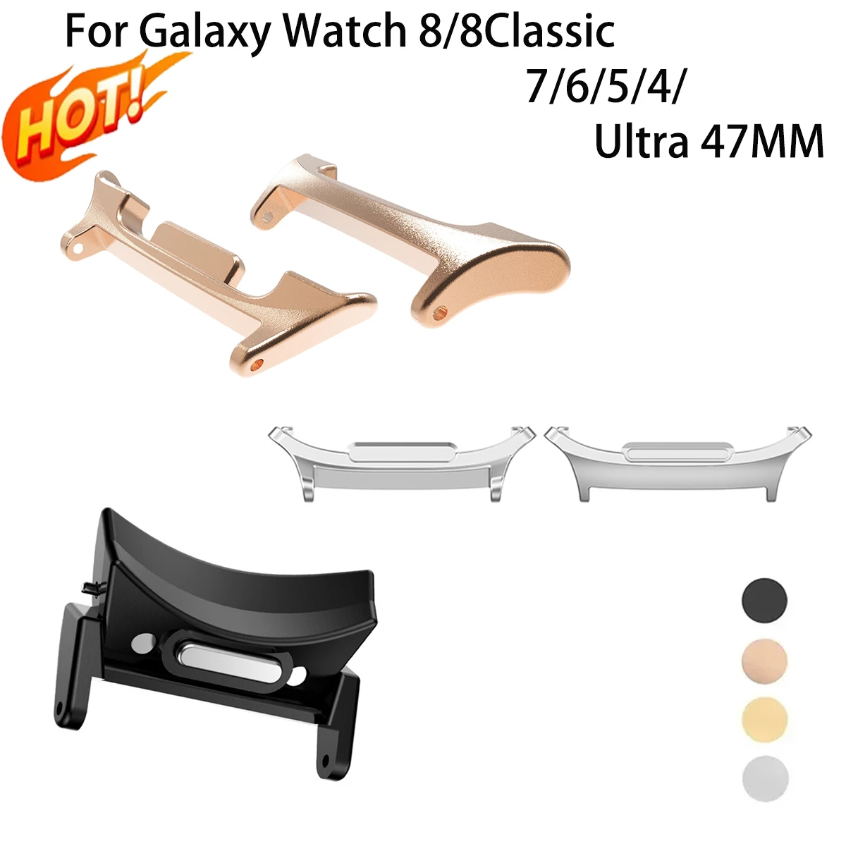 Hot for Samsung Galaxy Watch 8/8Classic 7/6/5/4 Quick Fit Connector for Galaxy Ultra 2025/7 47MM A Pair Stainless Steel Adapter