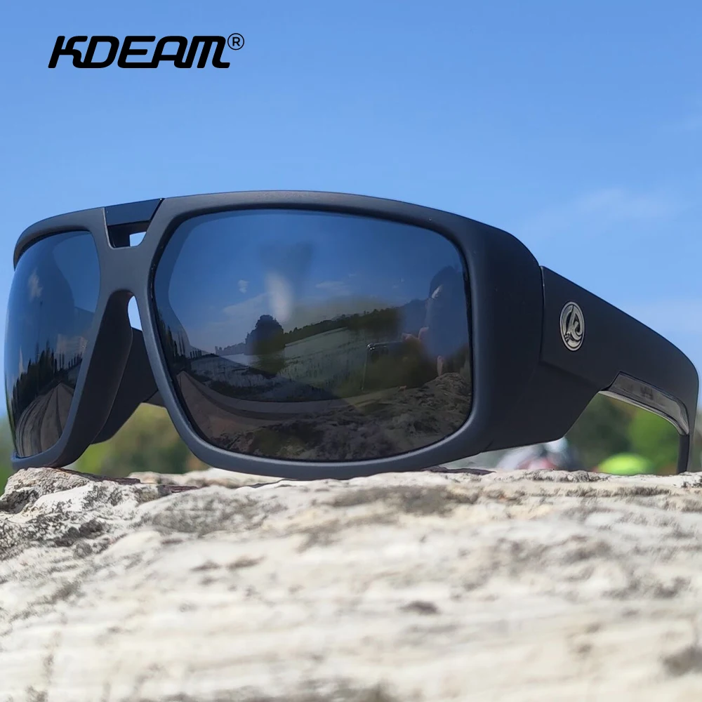 KDEAM New Large Frame Men Polarized Sports Sunglasses Luxury 3D Brand Logo Designer Metal Hinge Fashion Fishing Driving HD очки