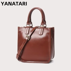 YANATARI Vintage messenger bag cowhide leather bag handbags minimalist square bag Crossbody bag women female luxury bag