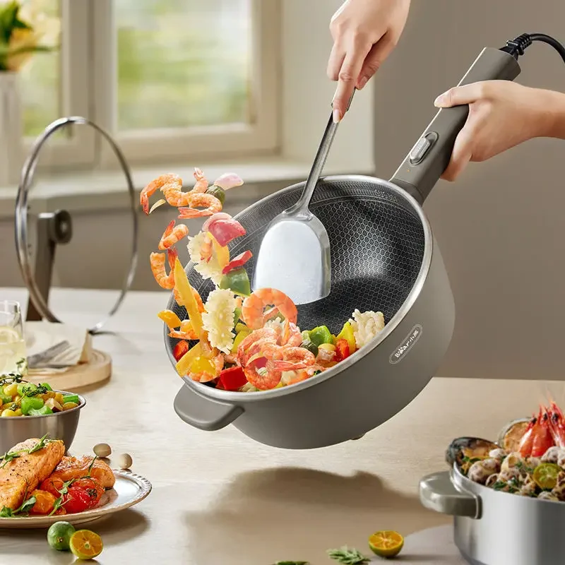 

Bear multi-functional electric wok wok integrated non-stick pan stainless steel household electric cooking pan large capacity