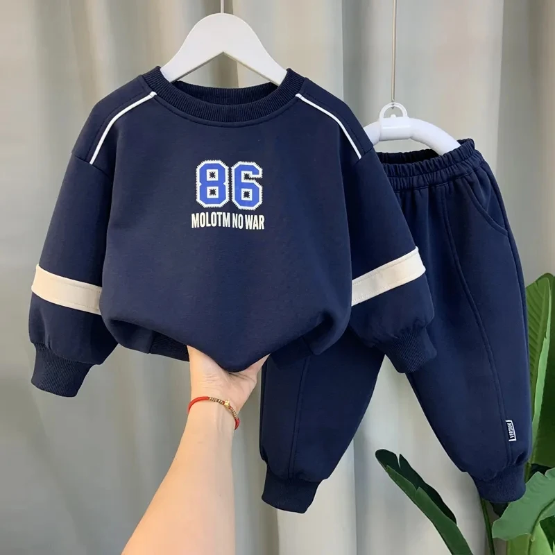 

Children's Sweater Set 2024 New Boys' Spring and Autumn Clothing Fashion Boys' Baby Top and Pants Two Piece Set