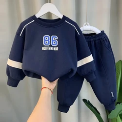 Children's Sweater Set 2024 New Boys' Spring and Autumn Clothing Fashion Boys' Baby Top and Pants Two Piece Set