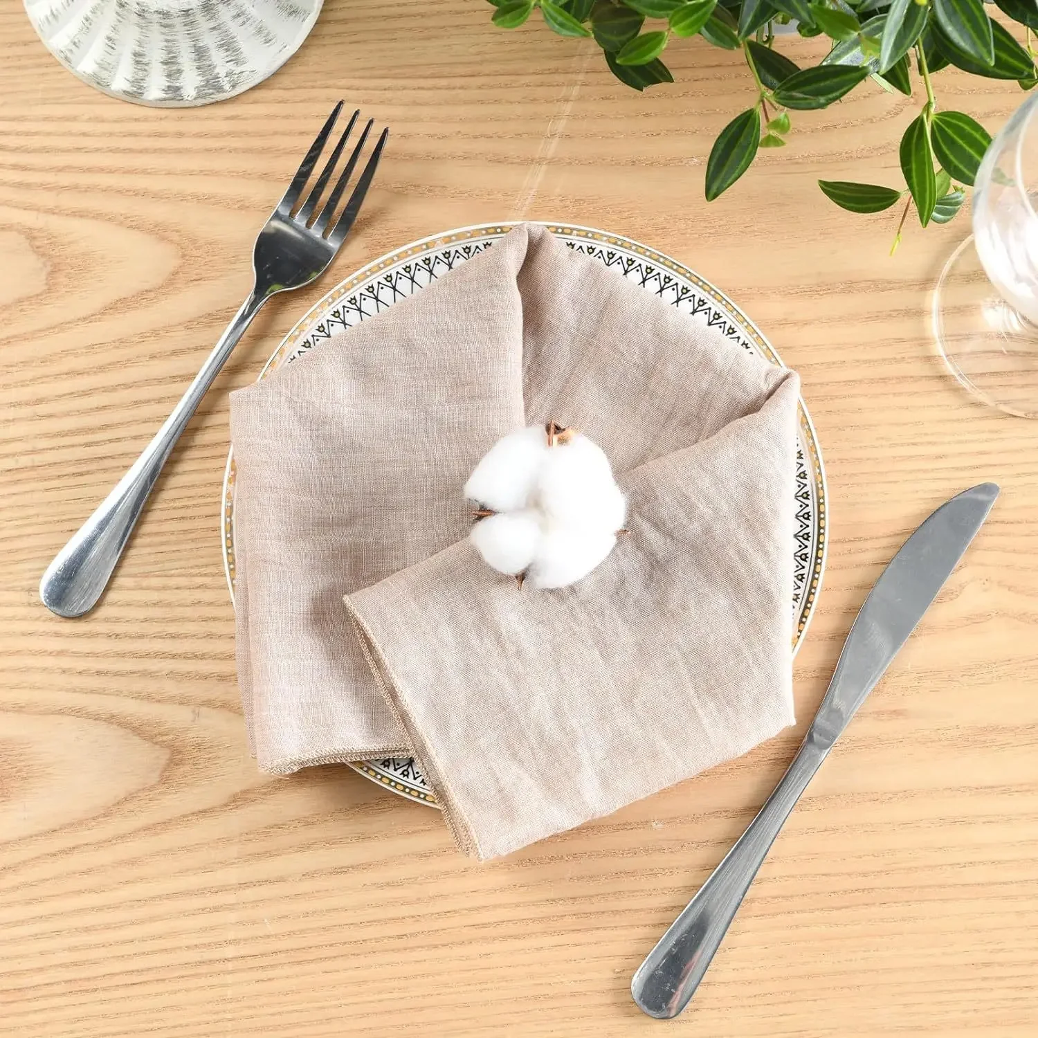 

20PCS 46*46cm Table Napkins Cloth Boho Wrinkled Square Rustic Gauze Table Napkins for Party, Wedding, Event, Birthday Décor