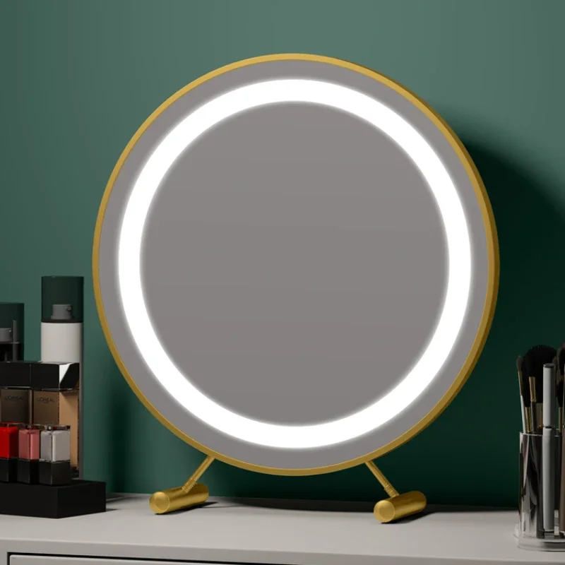 Decorative Mirror Led Light Bathroom Glass Round Vanity Smart Table Decorative Mirror Makeup Redondo Room Decoration