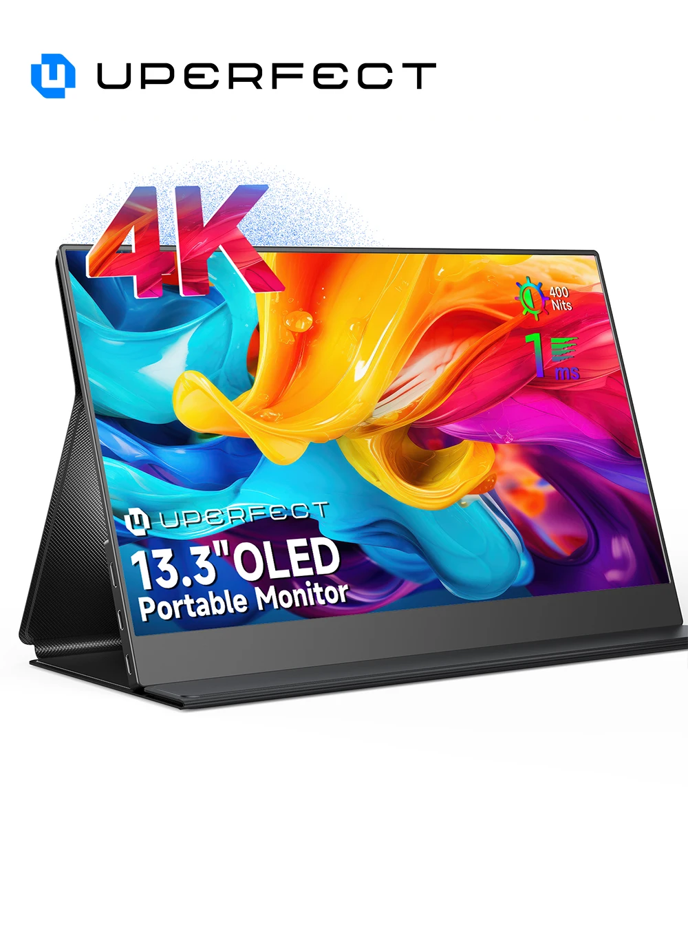 UPERFECT 13.3" 4K OLED 1MS Portable Gaming Monitor 400Nits 100000:1 HDMI USB-C External Display for Laptop MacBook PC Surface PS