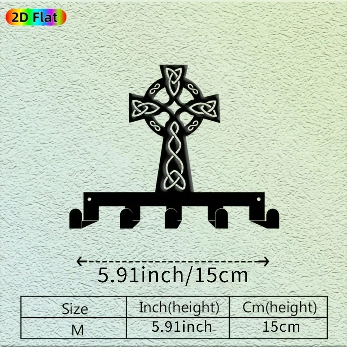Hand Forged Celtic Cross Key Rack 5 Hook Solid Iron Wall Mount Knotwork Art Entryway Hallway Bedroom Home Decor Iron Craft