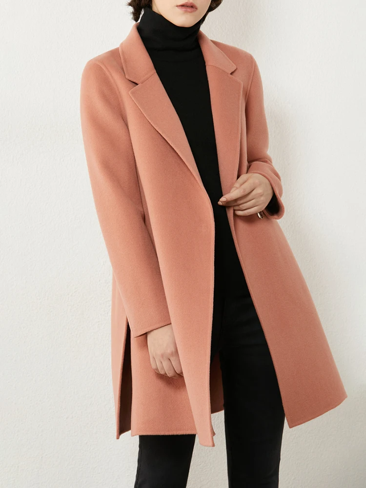 AMII Minimalism Wool Coat Women 2022 Winter Commuter Vintage Casual Turn-down Collar Woolen Jacket French Blend Coats 12160101