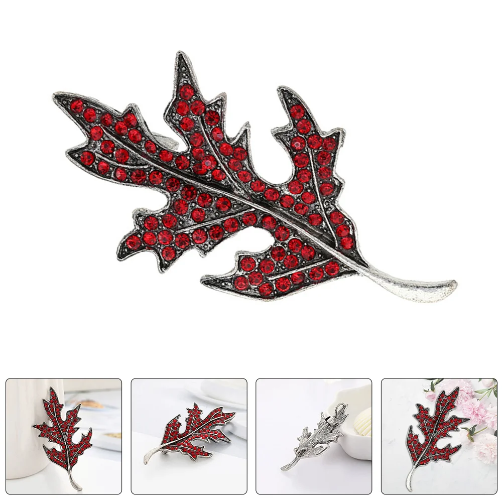 

2Pcs Maple Leaf Brooch Elegant Rhinestone Pin Autumn Jewelry for Women Fall Wedding Thanksgiving Party Lapel Pins