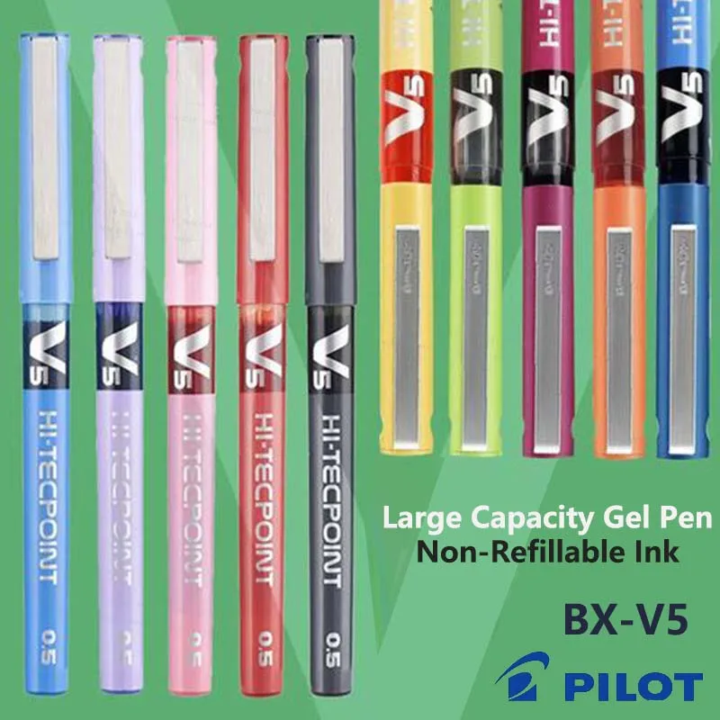 PILOT Hi-Tecpoint V5 Gel Pens 12 Colors Water-based Direct Liquid Ink Needle Tip Rollerball Pen Journal Diary Note Taking Tools