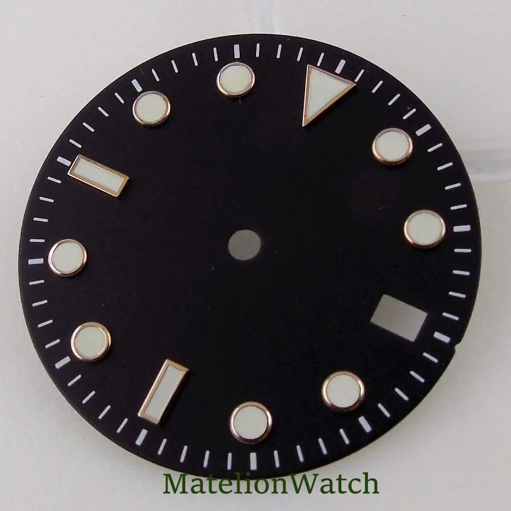 Fits NH35A Movement 29mm Black/Blue/Green Sterile Watch Dial Date Luminous