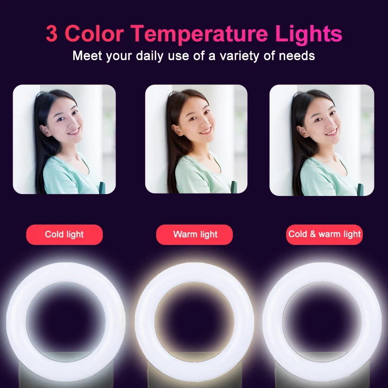 휴대폰 필 라이트, LED 셀피 링 라이트, 클립, 화상 회의 조명, 3 가지 조명 모드, 스마트폰, 아이폰, 안드로이드 메이크업용