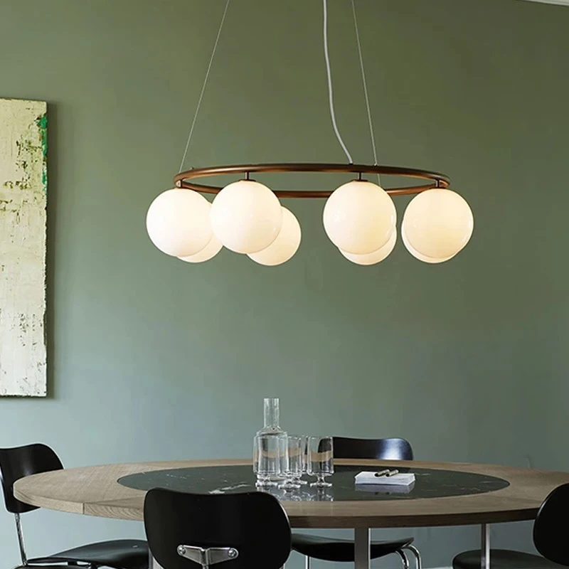Nordic Magic Bean Glass Chandelier Restaurant Light Glass Ball Pendant for Dining Room Hanging Light Indoor Ceiling Lamp