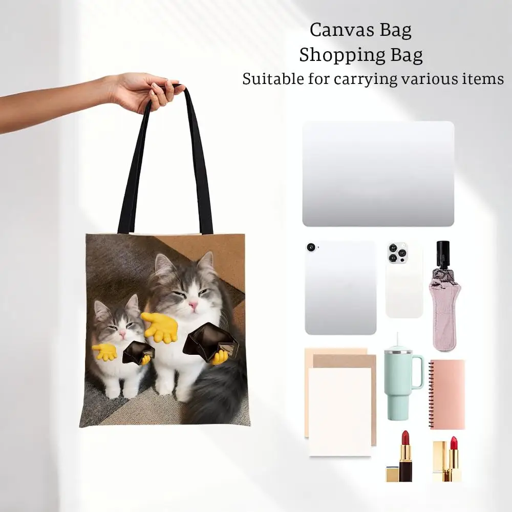 meme animal C-cat meme Storage Bags Printed Series Shoulder Bag Portable Daily Lightweight Tote Bag