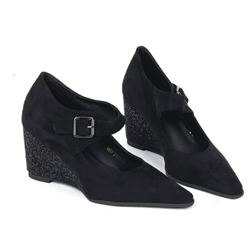 أشار تو أسافين أحذية نسائية أنيقة بكعب أحذية فاخرة 2025 الخريف موضة مضخات فستان أحذية الاتجاه الجديد Mujer Sandalias