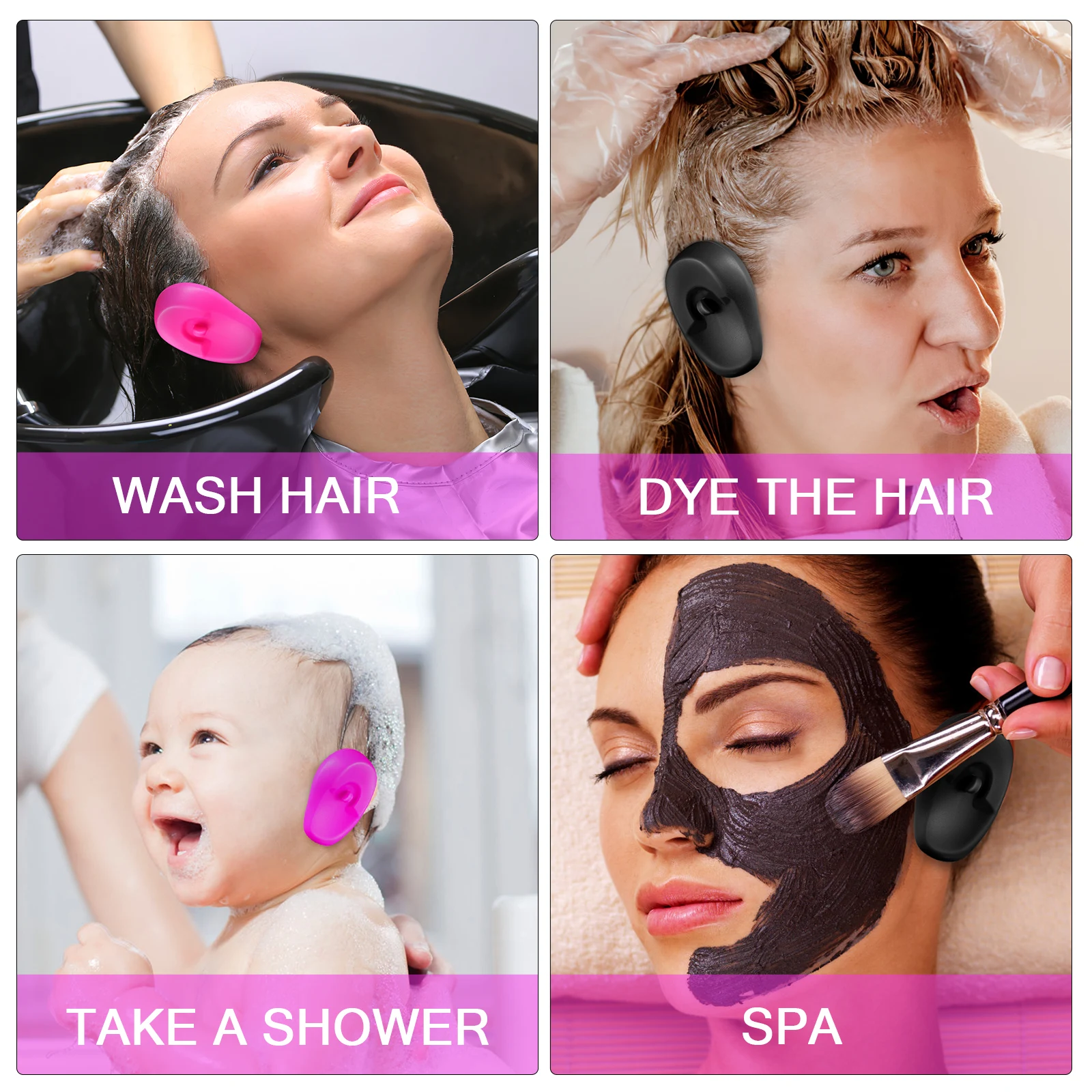 

206pcs Hair Dye Covers Disposable Ear Protectors For Bath Shower Hairdressing Multi-Purpose Ear Caps Salon Home Travel Use