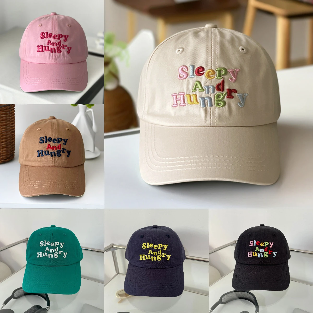 Fashion Unisex Baseball Cap Washable Quick Drying Sleepy and Hungry Hat for Ladies Teen Girls Adult