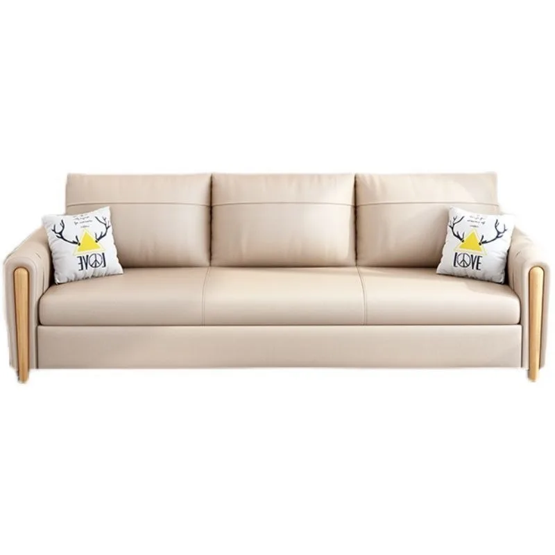 Folding sofa bed dual-purpose multi-functional removable and washable small apartment living room double telescopic