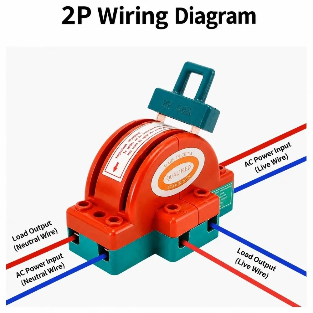 2 Pole Disconnect Knife Switch 63A 2 Way Bidirectional Switch Dual Power Terminal Access Double Throw Switch